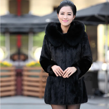 Autumn/winter New Women's Clothing Sunday Angora Yarns Leather Overcoa