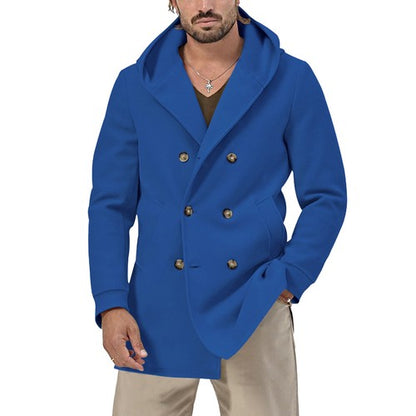 2024 Winter Men'sDouble Breasted Trench Coat Warm Cardigan Jacket  Sol