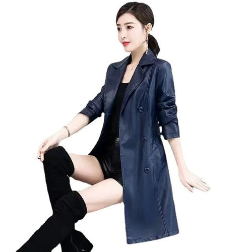 2022 fall top Compound lambskin leather jacket lady Free wash PU women