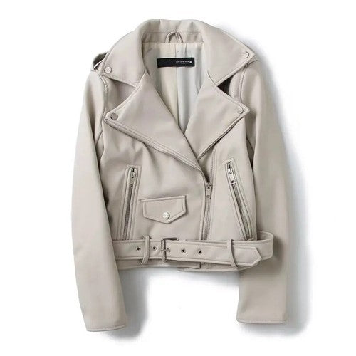 TRAF ZR Woman Faux Fur Coat Zipper Leather Jackets Perfecto Leather Ne