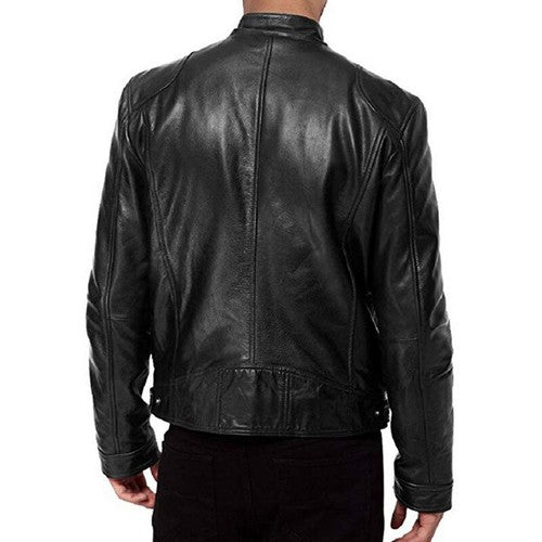 2023 Pu Leather Jacket Men Fashion Faux Leather Jacket Motorcycle Men'