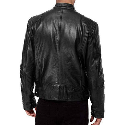 2023 Pu Leather Jacket Men Fashion Faux Leather Jacket Motorcycle Men'
