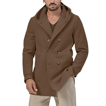 2024 Winter Men'sDouble Breasted Trench Coat Warm Cardigan Jacket  Sol