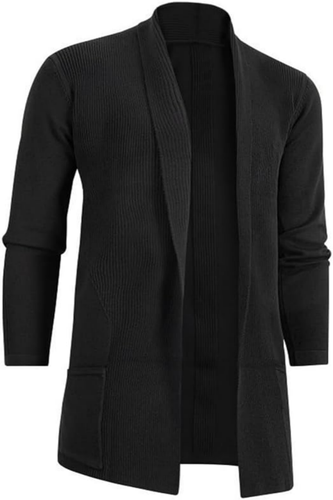 Autumn Winter New Men's Mid-Length Slim Fit Trench Coat Fashion Knit C