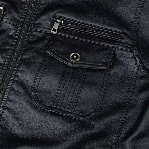 Autumn Winter Men's Motorcycle Biker Leather Jacket Men Windbreaker Fa