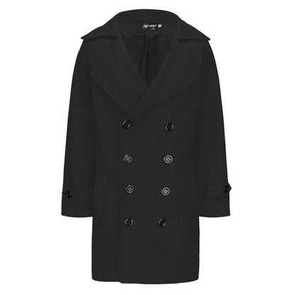 Classic Wool Blend Peacoat with Notched Lapel and Button Closure for M