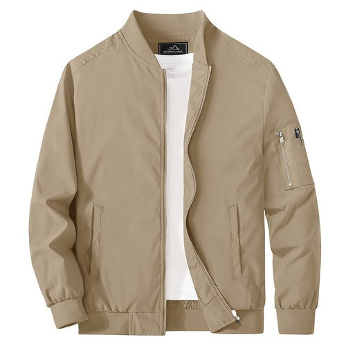 MAGCOMSEN Lightweight Men's Bomber Jackets Summer Autumn Full Zip Wind
