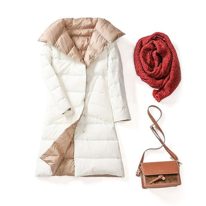 Fitaylor White Duck Down Ultra Light Jacket Women Winter Double Sided