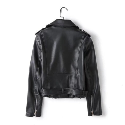 TRAF ZR Woman Faux Fur Coat Zipper Leather Jackets Perfecto Leather Ne