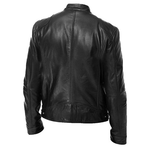 Vintage Men's Autumn And Winter Leather Jacket Plus Velvet Stand Colla