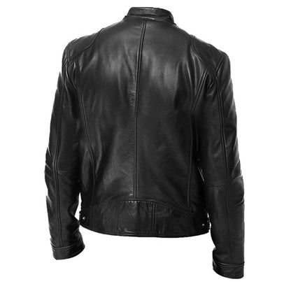 Vintage Men's Autumn And Winter Leather Jacket Plus Velvet Stand Colla