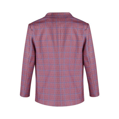 Men s  Fit Blazer Classic Checkered Design Single Color Lapel Long Sle
