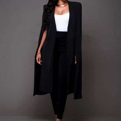 Shawl Collar Split Sleeve Cloak Blazer Cape Autumn Spring Women Solid
