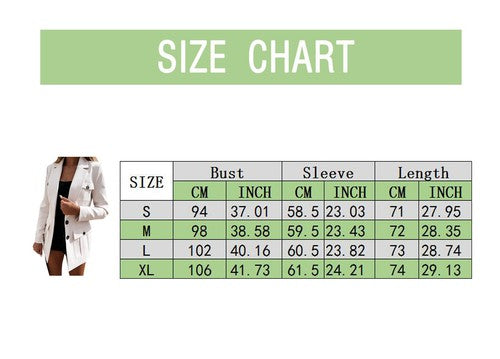 Women Chic Autumn Winter Outwear Casual Solid Color Long Sleeve Lapel