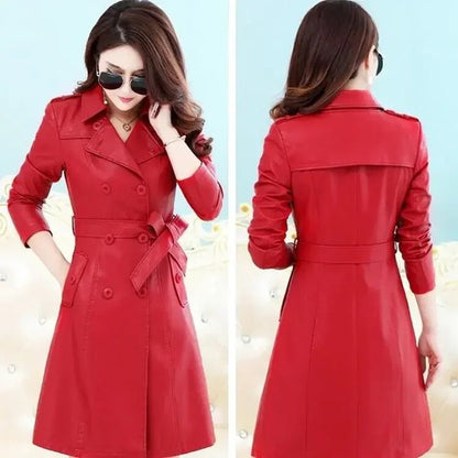 2022 fall top Compound lambskin leather jacket lady Free wash PU women