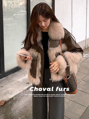 2023 New Winter Lamb Fur Sheepskin Patchwork Coat Faux Fur leather Jac