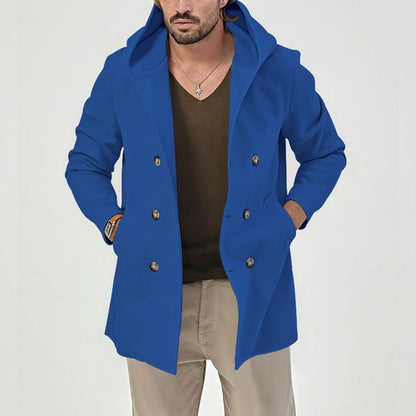 2024 Winter Men'sDouble Breasted Trench Coat Warm Cardigan Jacket  Sol