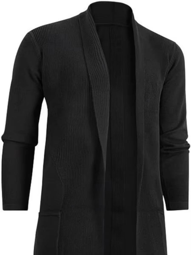 Autumn Winter New Men's Mid-Length Slim Fit Trench Coat Fashion Knit C