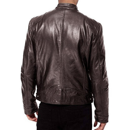 2023 Pu Leather Jacket Men Fashion Faux Leather Jacket Motorcycle Men'