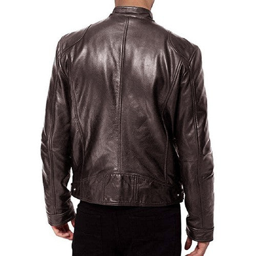 2023 Pu Leather Jacket Men Fashion Faux Leather Jacket Motorcycle Men'