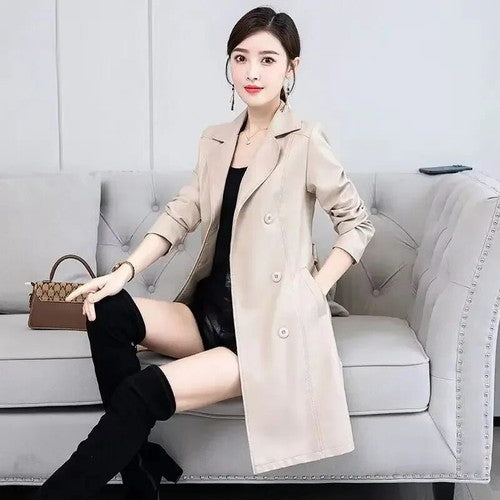 2022 fall top Compound lambskin leather jacket lady Free wash PU women