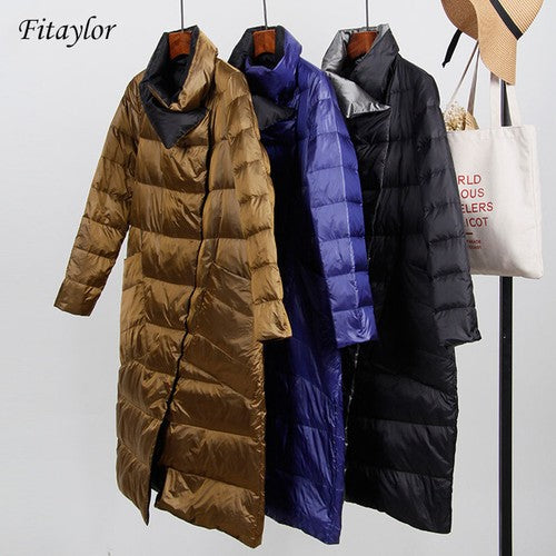 Fitaylor White Duck Down Ultra Light Jacket Women Winter Double Sided