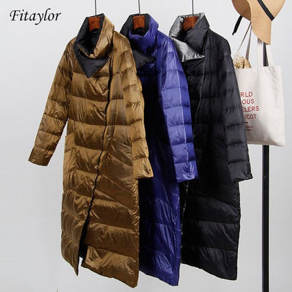 Fitaylor White Duck Down Ultra Light Jacket Women Winter Double Sided