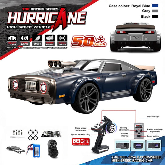 16303 1:16 50KM/H RC Car 4WD With LED Remote Control Muscle Cars High Speed Dri
