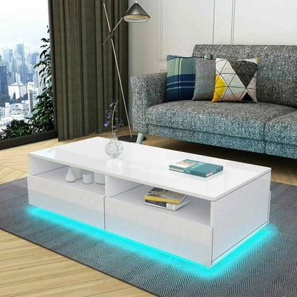 RGB LED Coffee Table High Gloss Simple Design Side Table for Living Room Furnit image 1