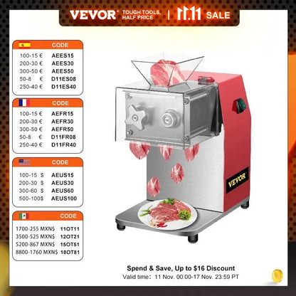 VEVOR 250kg/H Commercial Electric Meat Slicer Grinder Vegetable Cutter Shred Ma image 1