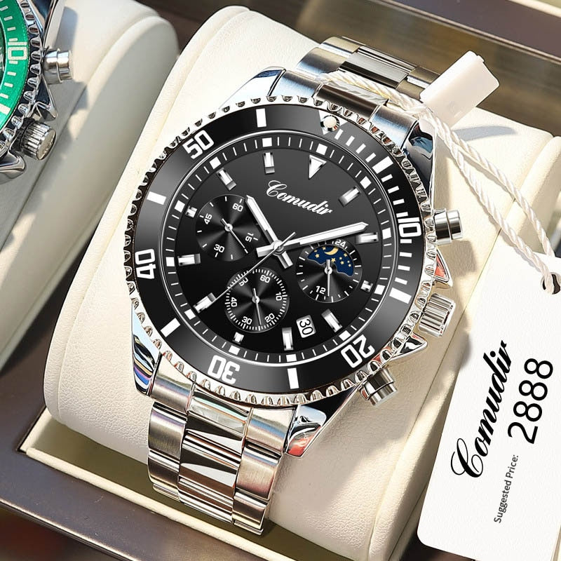 Top Brand Watch for Men Multi-dial Waterproof Sports Male Stainless Steel Quart image 1
