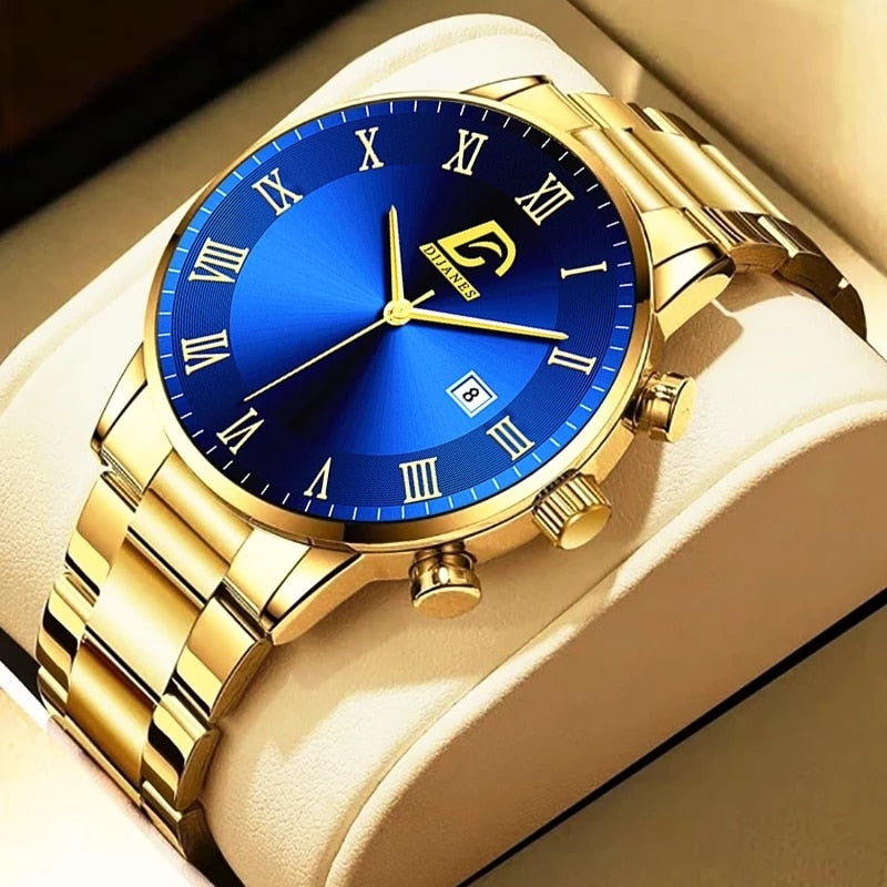 Fashion Mens Gold Stainless Steel Watches Luxury Minimalist Quartz Wrist Watch  image 2