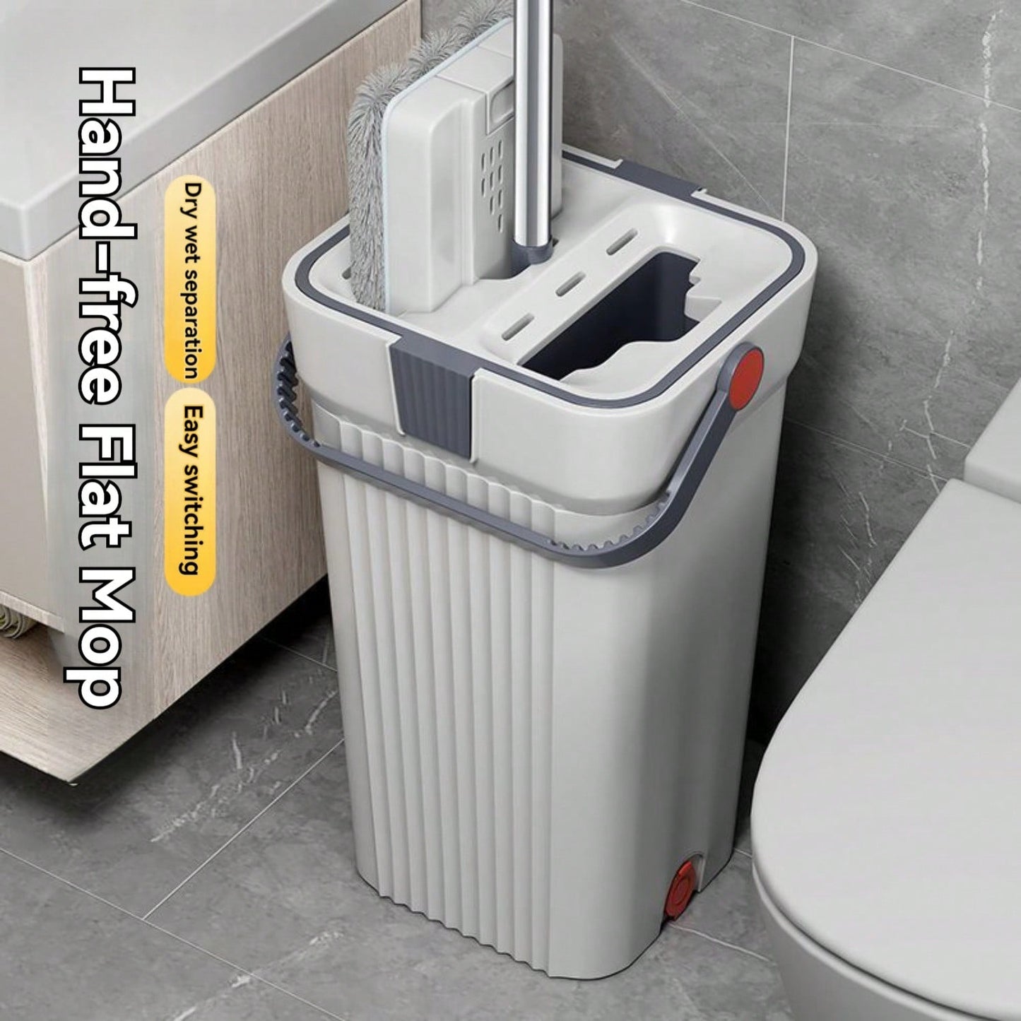 Mop and Bucket with Wringer Set for Home, Flat Mop and Bucket System for Floor  image 2