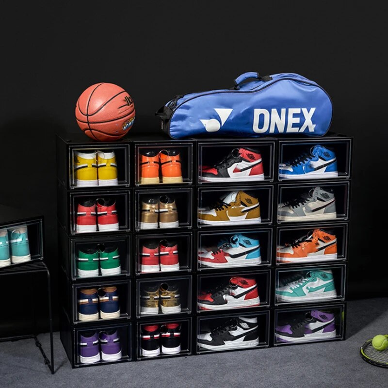 high quality Sneakers Box  plastic shoe box Stackable Cabinet Storage Box high- image 4