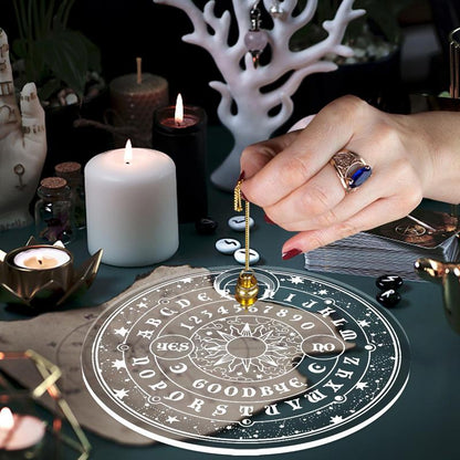 8.6in Clear Acrylic Divination Pendulum Decision Scrying Board With Moon Star M image 5