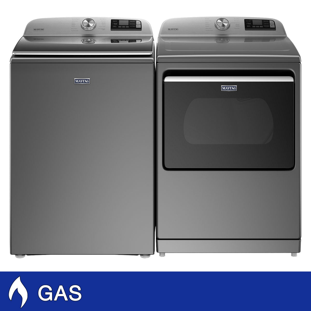 Maytag 5.2 cu. ft. Washer and 7.4 cu. ft. GAS Dryer with Extra Power Button image 0