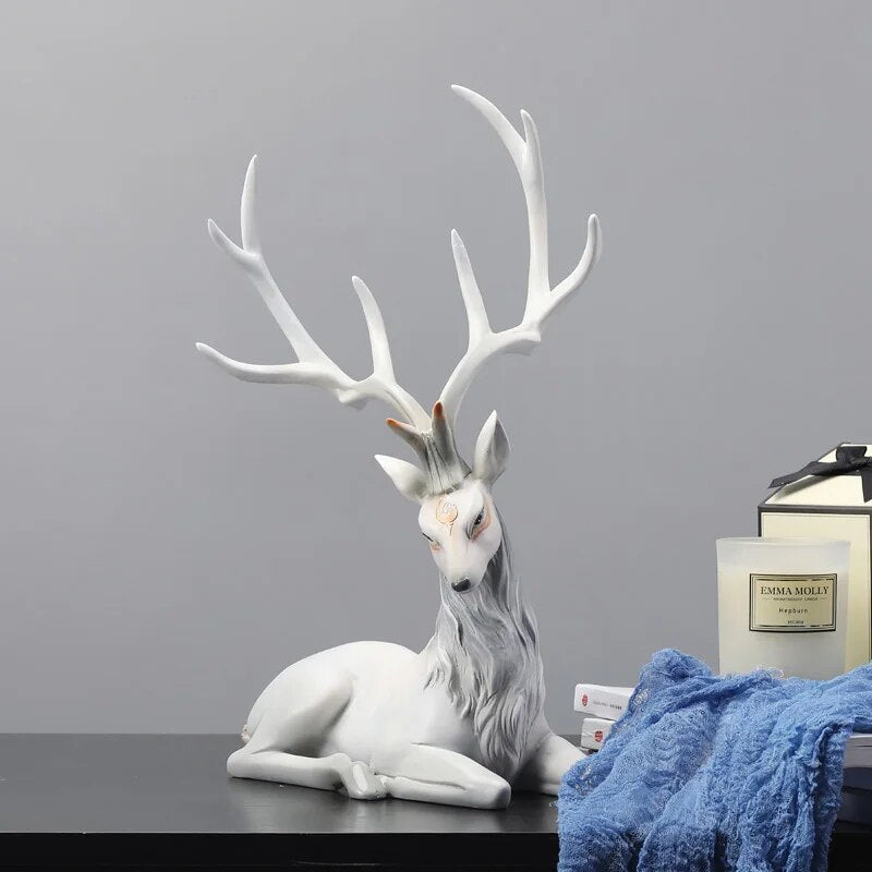 High End Deer Statue Reindeer Figurines Resin ELK Sculpture For Living Room Lux image 7