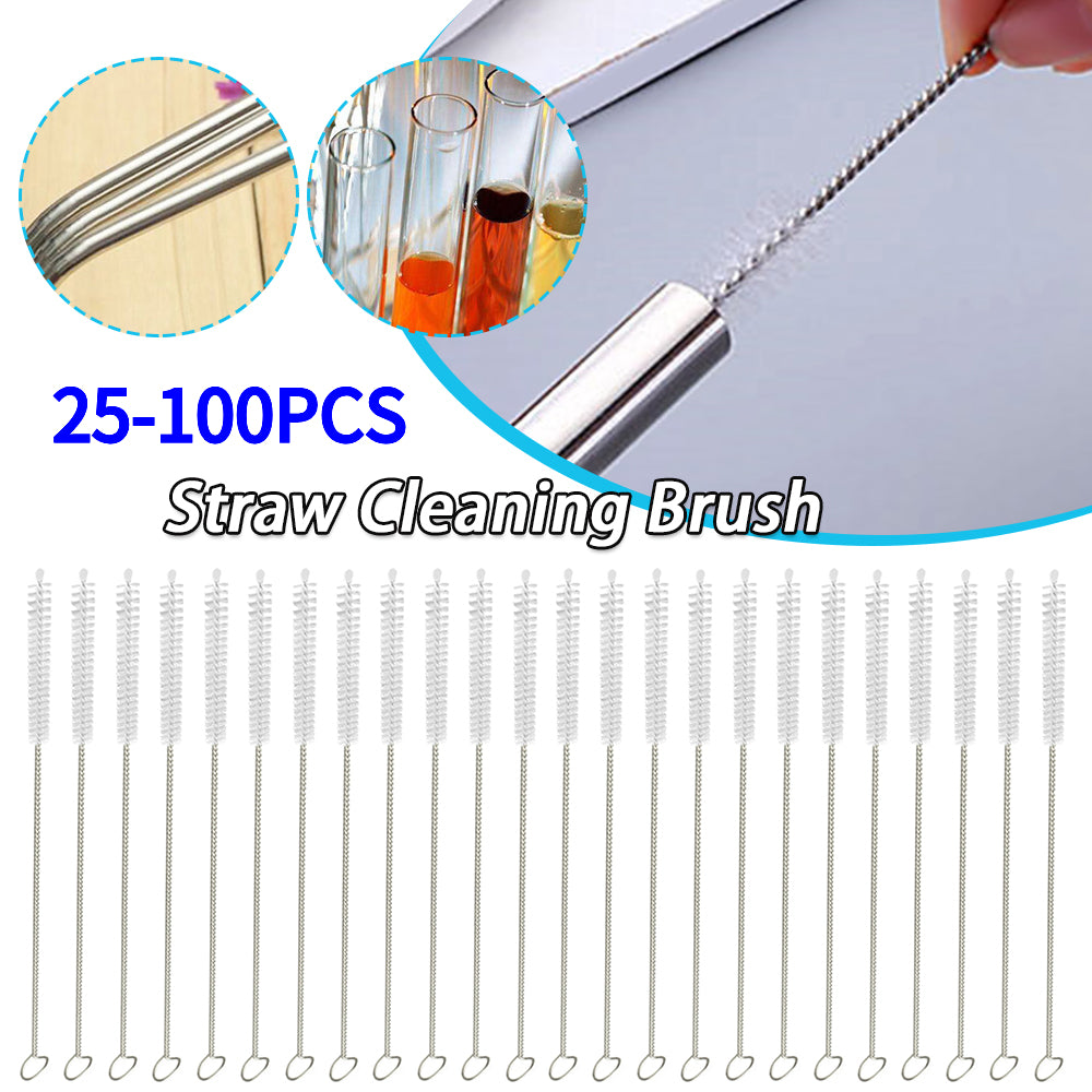 25-100PCS Drinking Pipe Brushes Stainless Steel Straw Oil Stains Removal Brush  image 9