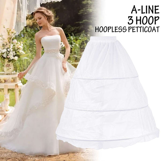 White A Line Hoop Long Petticoat Crinoline Ball Gown Skirt Underskirt Wedding image 0