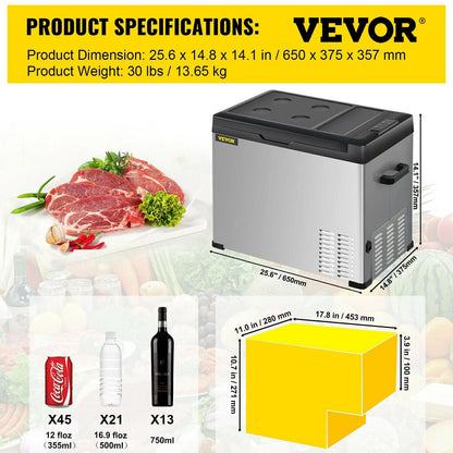 VEVOR 30L 40L 50L Mini Car Refrigerator Portable Fridge zer 12/24V DC 110-2