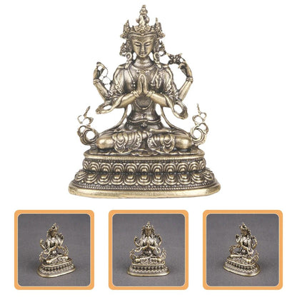 Brass Avalokitesvara Feng Shui Statue Buddhist Decor Zen Kwan Sculpture Chinese image 0