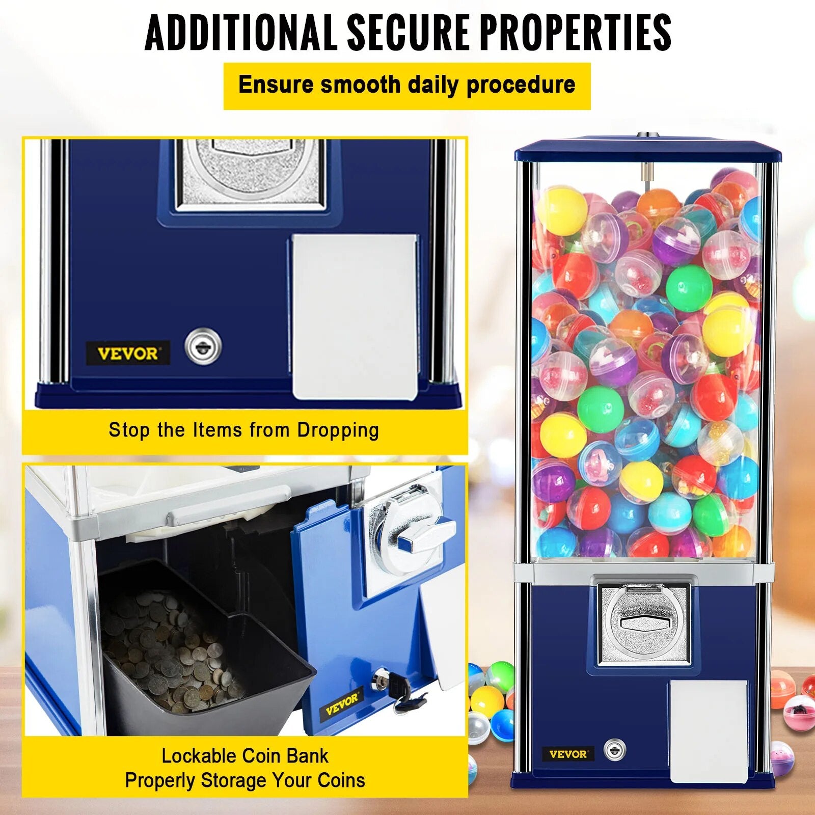 VEVOR 25.2 In Gumball Dispenser Height Candy Machine Huge Load Capacity Vintage image 4