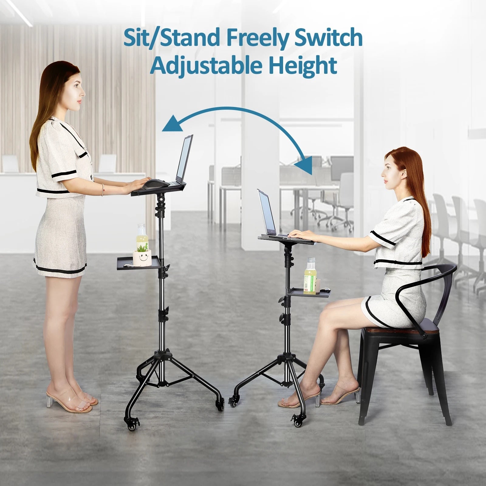 145cm Projector Tripod Stand Laptop Tripod Adjustable Height 23 to 63" Standing image 2