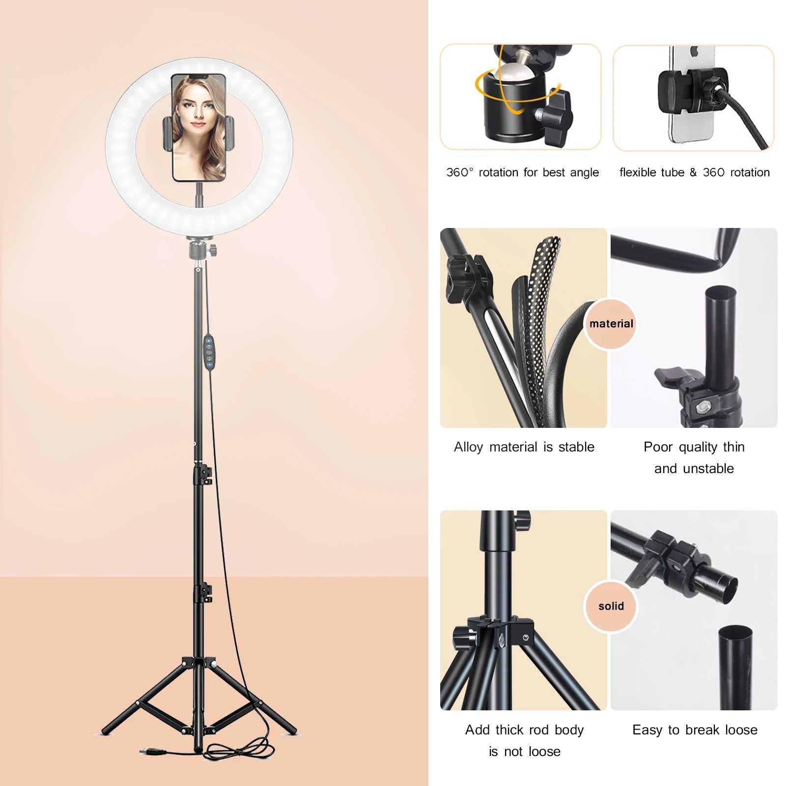 LED Pography Fill Lighting with Tripod Stand Camera Po Studio Circle Led image 8