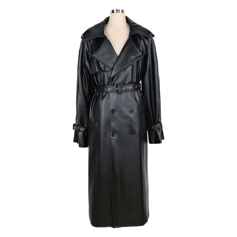 nerazzurri Spring Autumn Long Oversized Windproof Waterproof Black Pu Leather T image 4