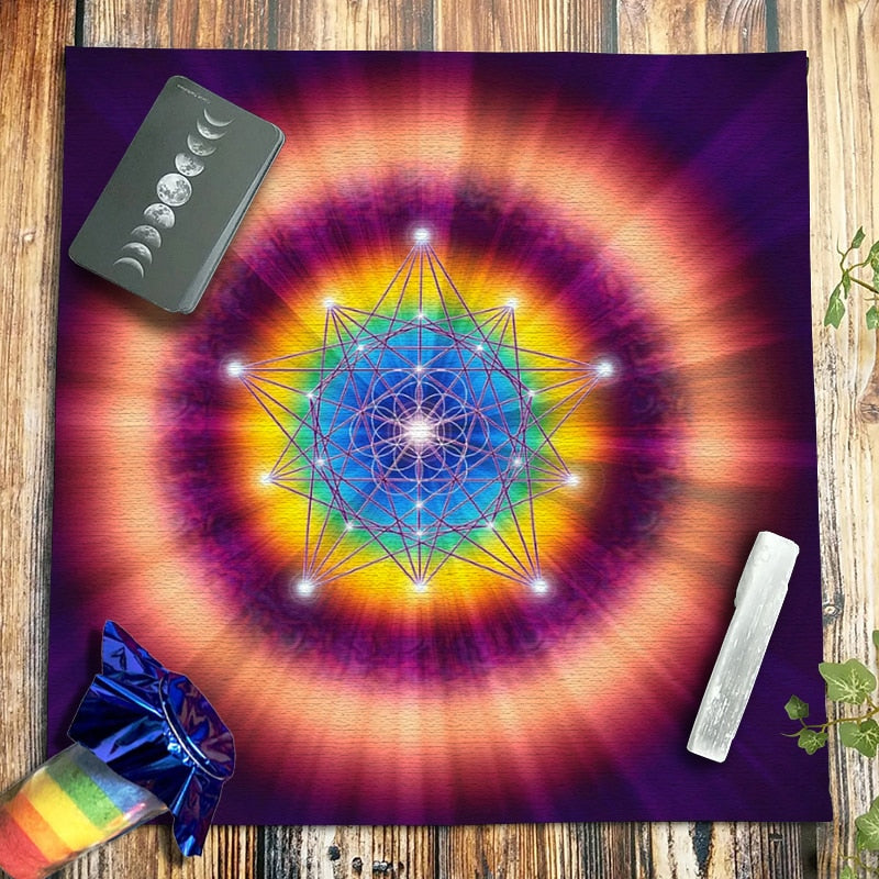 Pendulum Tarot Tablecloth Metatron Cube Crystal Grid Astrology Divination Hexag image 4