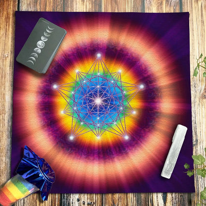 Pendulum Tarot Tablecloth Metatron Cube Crystal Grid Astrology Divination Hexag image 4