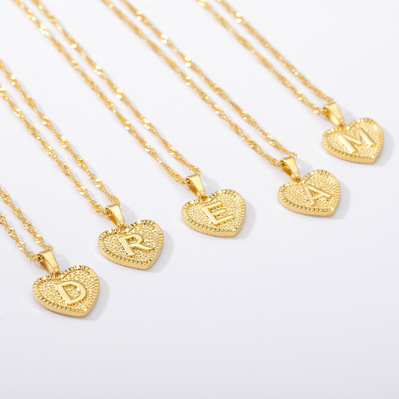DUOYING Custom Initial Letter Necklace Heart Shape Pendant Personalized 18K Gol image 3