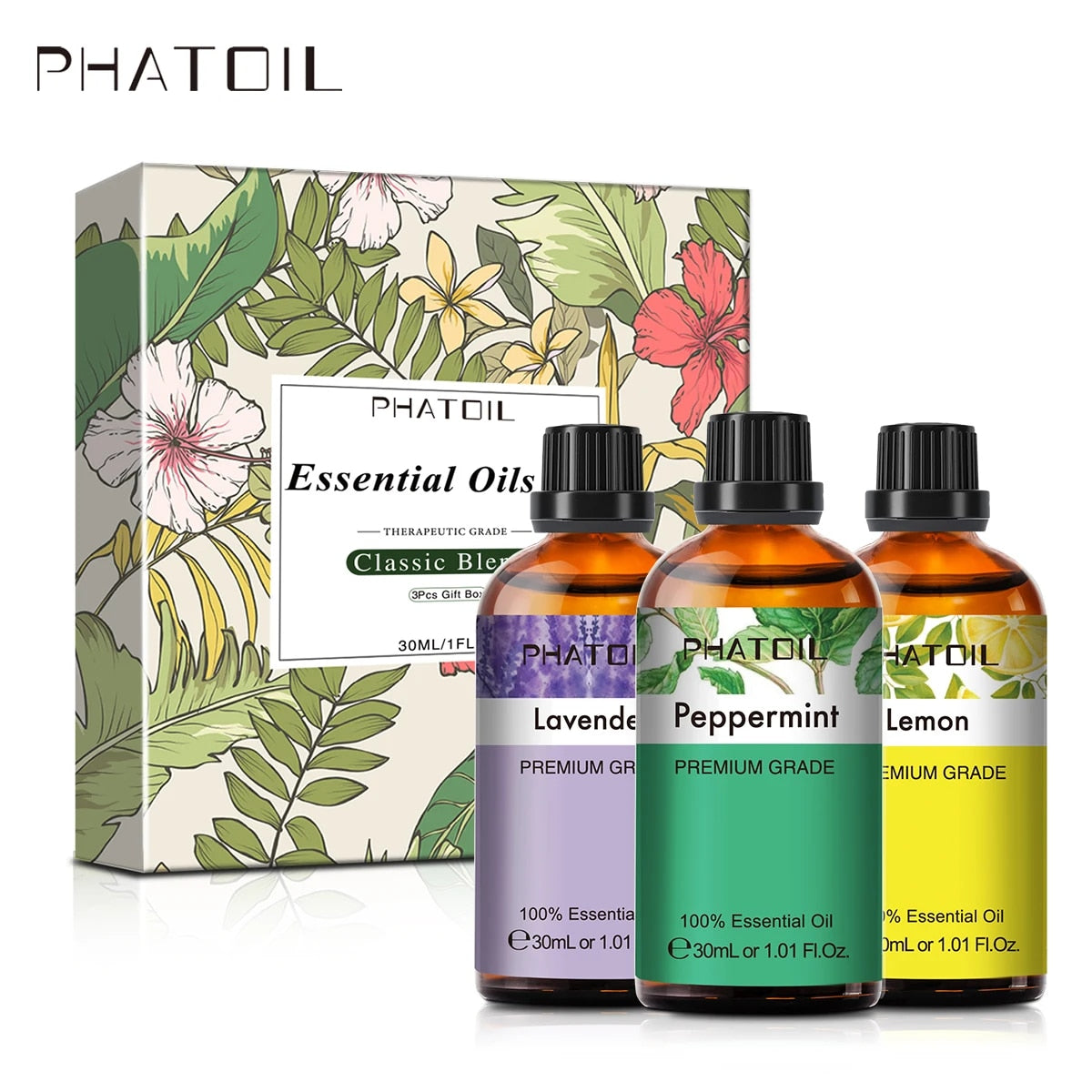 PHATOIL 3pcs Essential Oils Set for Humidifier 30ml Lavender Lemon Peppermint A image 4