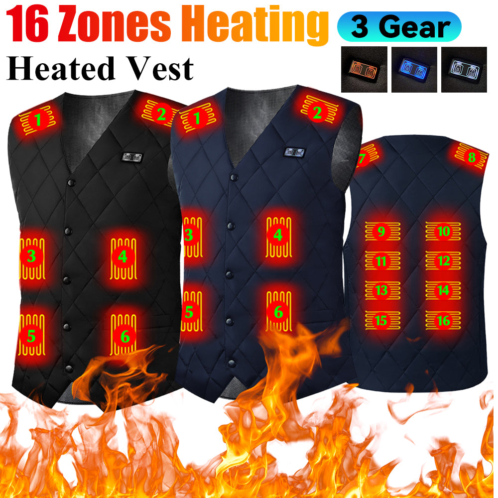 16 Zones Heated Vest Men Women USB Heated Jacket Heating Vest Thermal Clothing  image 1